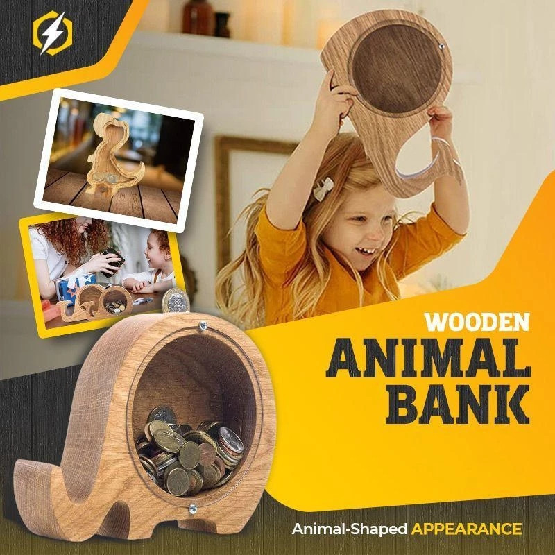 Kids Education Savings - Sparschwein mit Tieralphabet aus Holz ‌