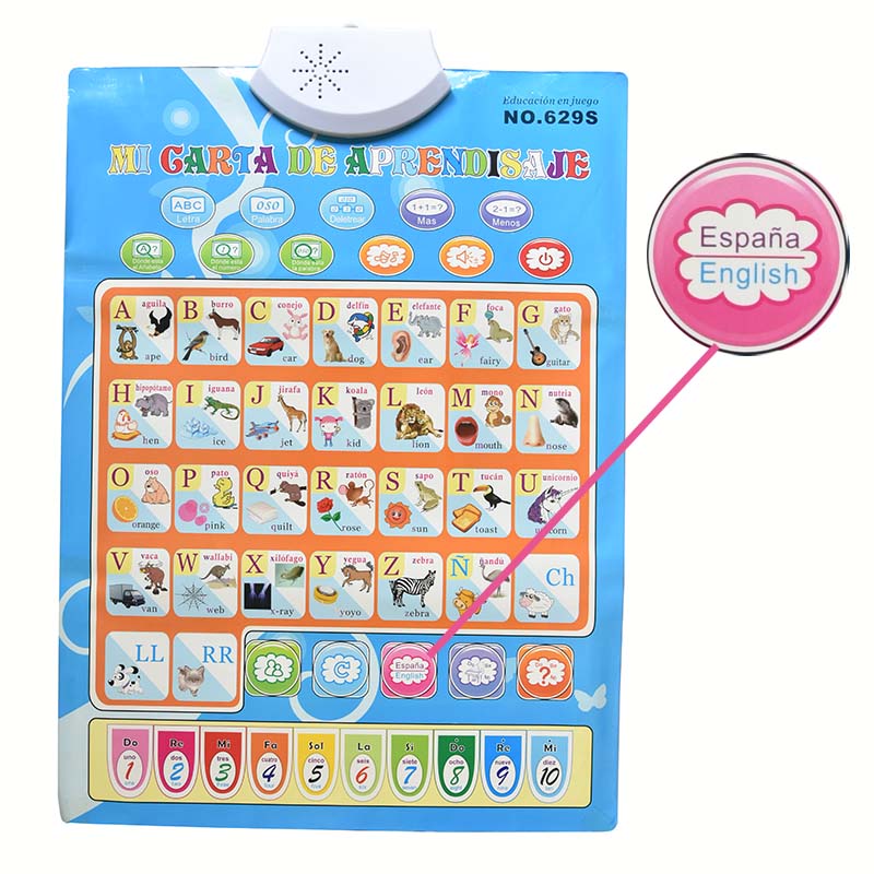 Kids Educational Computer - Spanisch-englische Sprache, phonisches Diagramm, pädagogisches Computer-Spielzeug