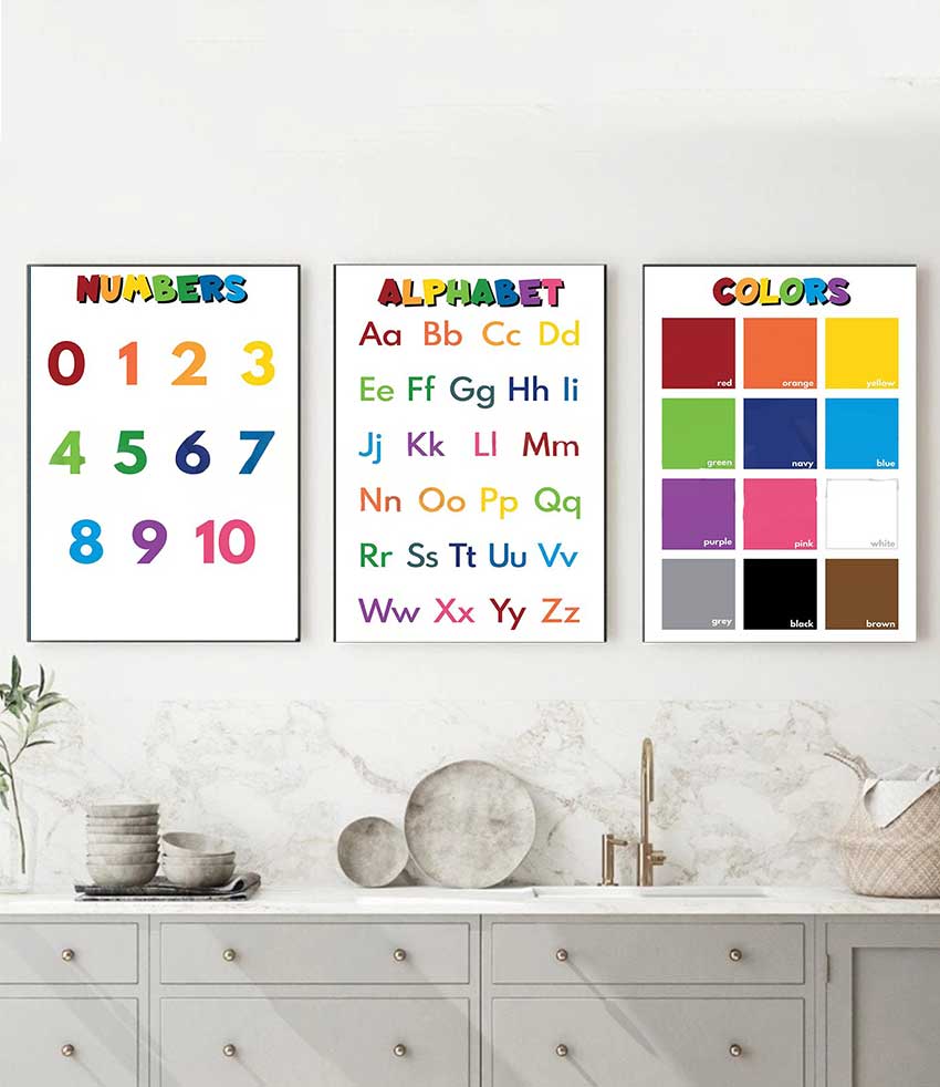 Kids Education Alphabet Numbers - 1 Stück rahmenlose Lernposter für Kinder