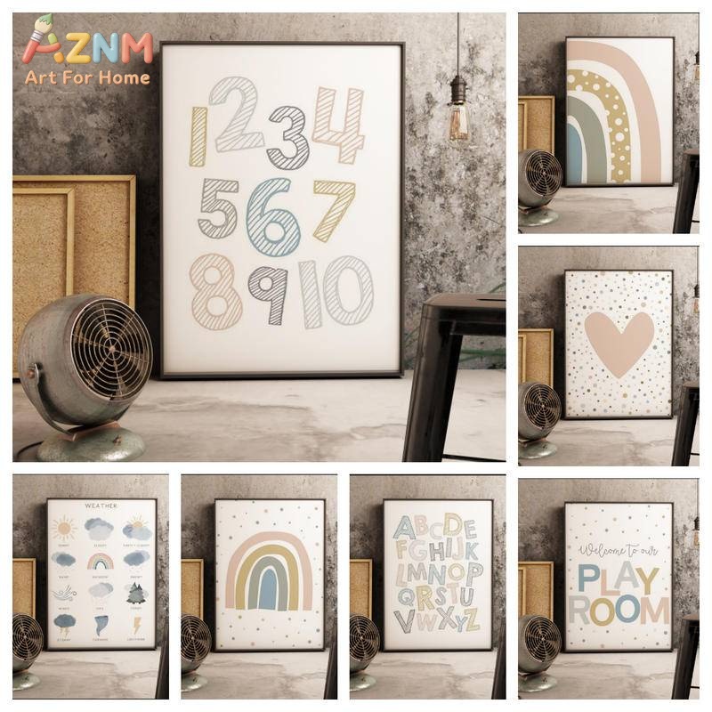AZNM Boho Kinder Lern-Wandbild – Kids Education Alphabet Numbers Bewertung und Preis