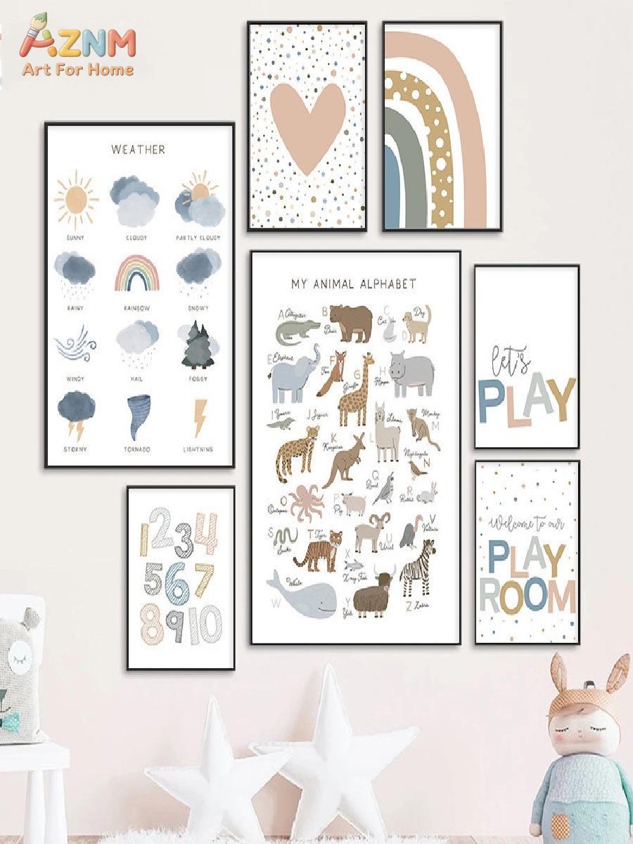 AZNM Boho Kinder Lern-Wandbild – Kids Education Alphabet Numbers Bewertung und Preis