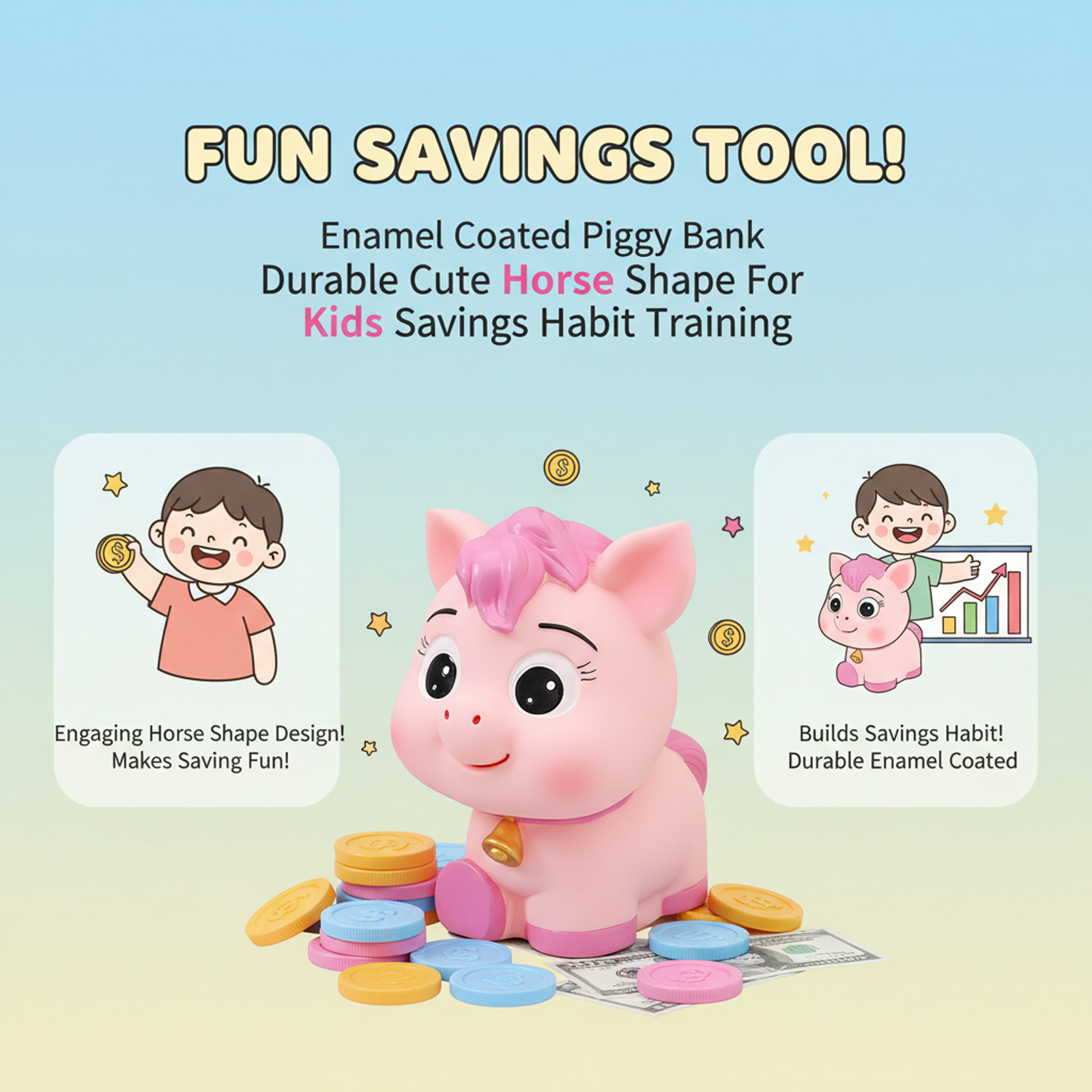Spardose für Kinder in Pferdef – Kids Education Savings Bewertung und Preis