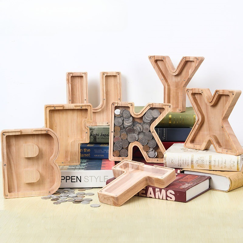 Holz-Alphabet-Spardose für Kin – Kids Education Savings Bewertung und Preis